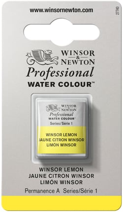 1/2 godet - Peinture aquarelle Winsor & Newton - Jaune citron Winsor n°722 - Extra fine - Semi-transparent