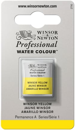 1/2 godet - Peinture aquarelle Winsor & Newton - Jaune Winsor n°730 - Extra fine - Semi-transparent