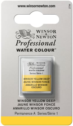 1/2 godet - Peinture aquarelle Winsor & Newton - Jaune foncé Winsor n°731 - Extra fine - Semi-transparent