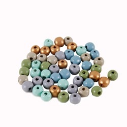 50 perles de bois rondes 10 mm Créalia - Bleu