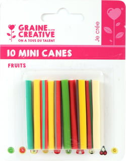 10 mini canes Fimo à trancher - Fruits