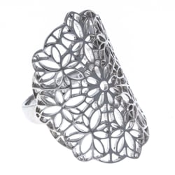 Bague argent rhodié - filigrané - T54