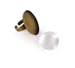 Bague ovale à décorer et cabochon - Bronze