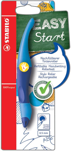 Stylo roller bleu ergonomique rechargeable EASYoriginal - Gaucher