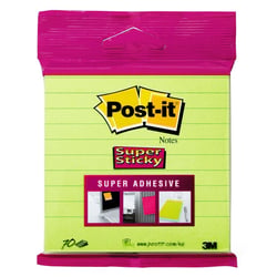 Notes Super Sticky Post-it® Grands Formats vert lignées 100 x 100 mm