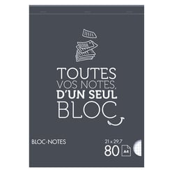 Bloc-notes Cultura - Gris -  A4 21 x 29,7 cm - 80 feuilles petits carreaux