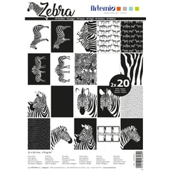 Bloc de 40 feuilles de scrapbooking - Zèbre - Artémio