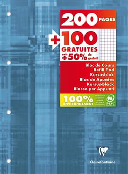 BLOC COURS A4 200+100P PERF 5X