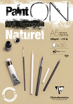Bloc multi-technique Paint'On - format A5 30 feuilles - papier 250g naturel