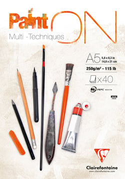 Bloc Paint'On encollé - A5 40 feuilles -  250g - blanc 