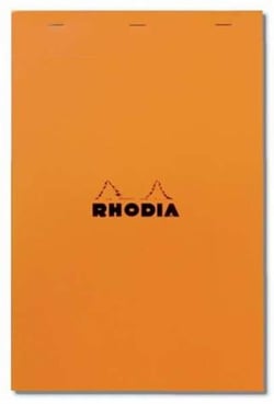 Bloc notes Rhodia - Orange - A5 14.8 x 21 cm - Bloc agrafé n °16 - 160 pages petits carreaux 5x5