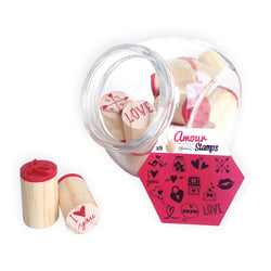 Bocal 14 tampons bois - Amour