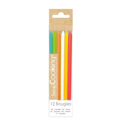 Lot de 12 bougies longues ScrapCooking® - Multicolore - 12 cm