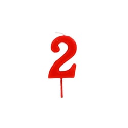 Bougie d'anniversaire - Chiffre 2 rouge