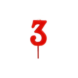 Bougie anniversaire chiffre 3 Rouge - Gatodéco