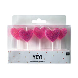 Set de 5 bougies - Cœur scintillant - Rico