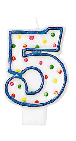 Bougies à pois chiffre 5