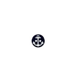 Bouton 2 trous ancre - blanc/noir - 13mm