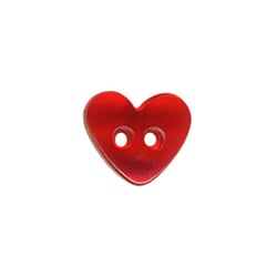 Bouton - coeur transparent rouge - 9mm