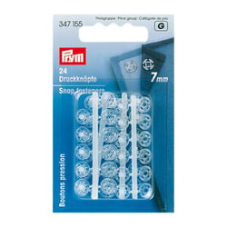 24 boutons pression plastiques transparents - 7 mm