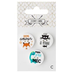 3 boutons à message - 20 mm - renard