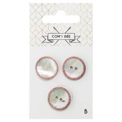 3 boutons - 18 mm - rose nacre