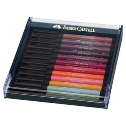 Box de 12 feutres fineliners - Artist pen brush Pitt  - Terres - Faber Castell
