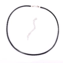 Bracelet cordon double tour noir Créalia - Argenté