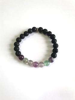 Bracelet pierre de lave et fluorite - 8 mm