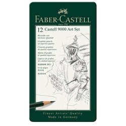 Boîte en métal 12 crayons graphite -  Faber-Castell - Castell 9000