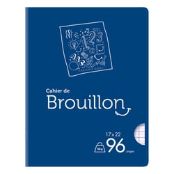 Cahier de brouillon polypro - 17 x 22 cm - Cultura - 96 pages à grands carreaux - Bleu