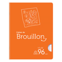 Cahier de brouillon - 17 x 22 cm - Cultura - 96 pages grands carreaux - Orange 