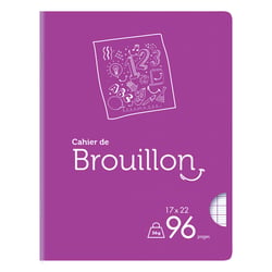Cahier de brouillon - 17 x 22 cm - Cultura - 96 pages grands carreaux - Violet