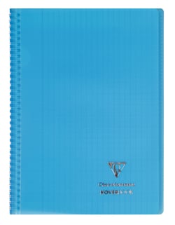 1 cahier polypro à spirales - Format A4 21 x 29.7 cm - Koverbook - Clairefontaine - 160 pages grands carreaux - Coloris assortis