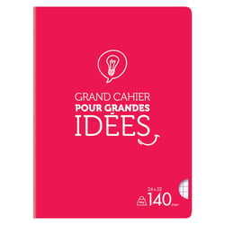 Cahier - 24 x 32 cm - Cultura - 140 pages grands carreaux - Rouge 