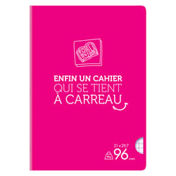 Cahier polypro - Format A4 21 x 29.7 cm - Cultura - 96 pages grands carreaux - Rose