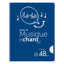 Cahier de musique - 17 x 22 cm - Cultura - 48 pages grands carreaux - Bleu