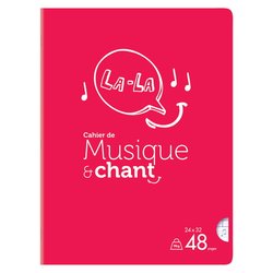 Cahier de musique - 24 x 32 cm - Cultura - 48 pages grands carreaux - Rouge