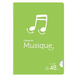 CAHIER PIQURE MUSIQUE A4 48P 9 VERT