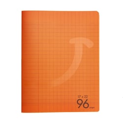 Cahier - 17 x 22 cm - 96 pages grands carreaux - Orange - Cultura
