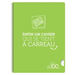 Cahier à spirales - 24 x 32 cm - Cultura - 100 pages petits carreaux - Vert