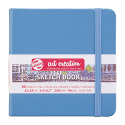 Carnet de croquis - 12 x 12 cm - Sketchbook - Talens Art Creation - 80 pages unies - Bleu