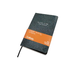 Carnet A6 Blanc - 144p - Paillettes noir - Cultura