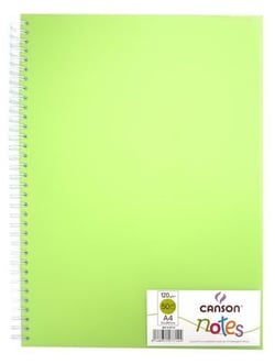 CANSON - Cahier de notes - reliure à anneaux métalliques - A4 - 50 feuilles - papier blanc - uni - couverture verte