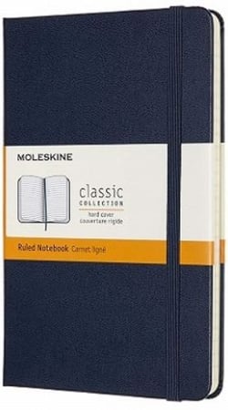 Carnet - 11.5 x 17.5 cm - Moleskine - Pages lignées - Bleu saphir