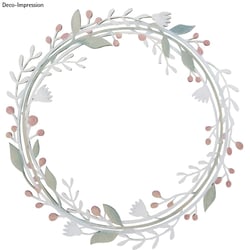 Cercle en bois - Couronne fleurie - 31 cm de diamètre