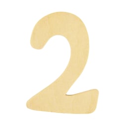 Chiffre 2 en bois arrondi - 6 cm