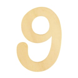 CHIFFRE 9 BOIS ARRONDI 6CM