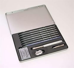Coffret dessin - 11 pièces - 6 mines de plomb + accessoires - Cretacolor Monolith Box