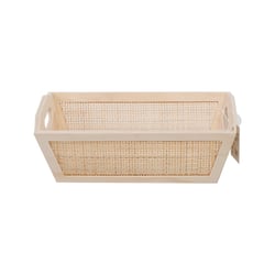 Corbeille en bois & cannage Créalia -17 x 30,5 x 10,7 cm